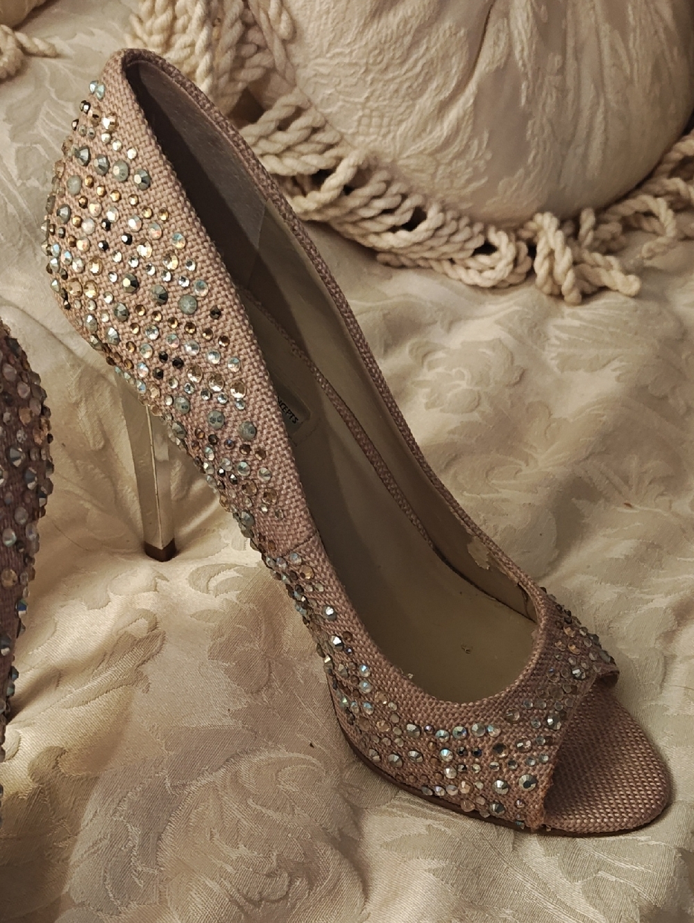 INC embellished peep toe heels sz 7.5